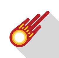 This flat design icon shows a burning comet flying in space vector