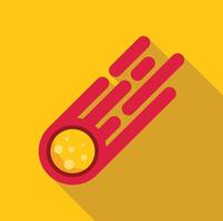 Yellow comet falling with red tail on yellow background vector