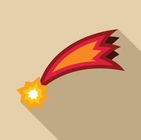 Red comet falling with a long orange tail in a flat design vector