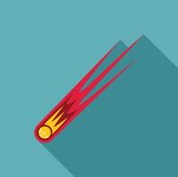 Burning comet falling through space with long tail vector