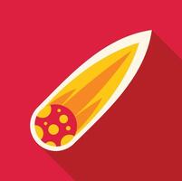 Cartoon meteor leaving flaming tail while flying in space vector