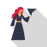 Red haired witch creating a small tornado with her hand vector