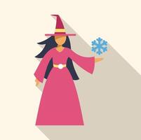 Beautiful witch conjuring snowflake with magic powers vector