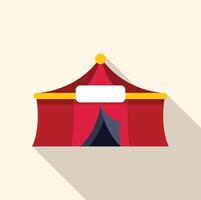 Red and yellow circus tent with empty banner for text placement flat design icon with long shadow vector