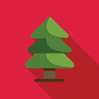 Minimalist christmas tree casting long shadow on red background vector