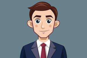 A young professional man in a suit with a friendly smile posed against a neutral background, showcasing confidence and approachability vector