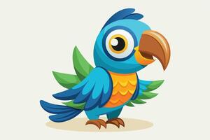 Colorful cartoon parrot with vibrant feathers displayed against a minimal background, showcasing cheerful expression and playful pose vector