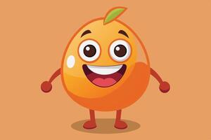 Cheerful orange character with big eyes and a friendly smile set against a simple orange background vector