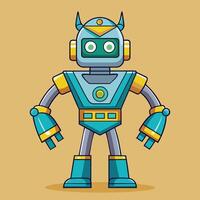 Colorful cartoon robot character with unique features standing against a plain background in a playful design vector