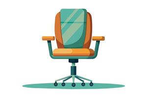 A modern ergonomic office chair with a green and orange design, placed on a simple white background for a minimalist look and feel vector