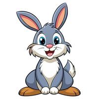Happy cartoon rabbit sitting and smiling, showcasing bright colors and playful features, ideal for children's illustrations or animations vector