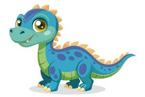 Cartoon dinosaur character with bright colors and cheerful expression, posing playfully against a white background vector