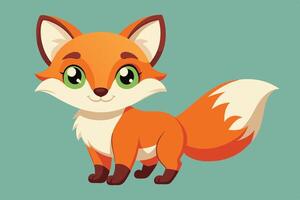 Playful cartoon fox with bright eyes and bushy tail on a solid background, showcasing a cheerful and friendly expression in vibrant colors vector