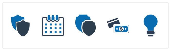 A set of 5 Mix icons as security shield, calendar, card payment vector