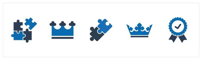 A set of 5 Mix icons as puzzle, crown, blocks vector