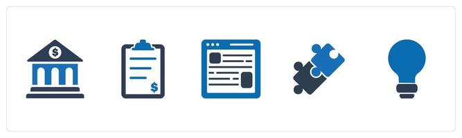A set of 5 Mix icons as bank, invoice, web page vector