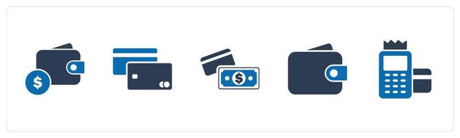 A set of 5 Mix icons as money wallet, debit card, card payment vector