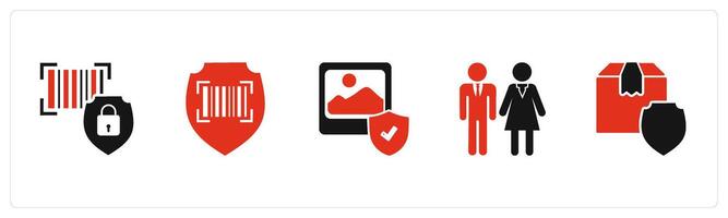 A set of 5 Business icons as bar security safety, bar code security, gallery security vector
