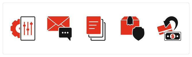 A set of 5 Business icons as configuration, email notification, duplicate copy vector