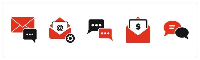 A set of 5 Business icons as email notification, email settings, chat vector