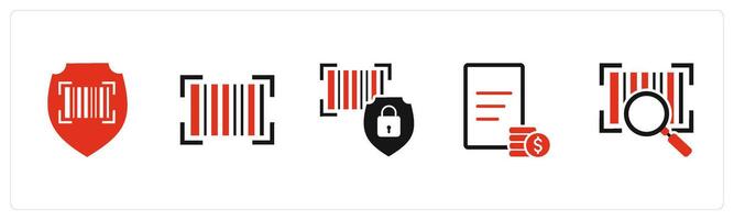 A set of 5 Business icons as bar code security, bar code, bar code safety vector