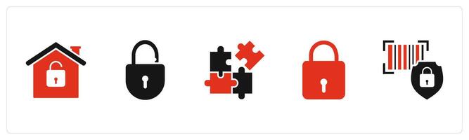 A set of 5 Business icons as bar code security, bar code, bar code safety vector