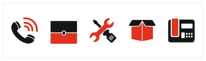 A set of 5 Business icons as calling, baggage, replacement vector