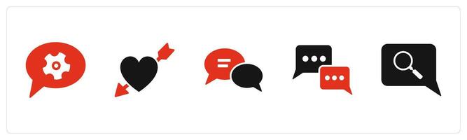 A set of 5 Business icons as chat settings, cupid, chat bubbles vector