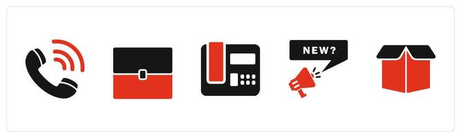 A set of 5 Business icons as calling, baggage, landline, new message vector