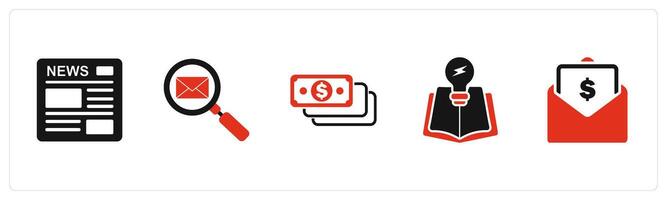 A set of 5 Business icons as newsletter, search mail, money vector