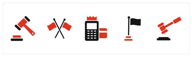 A set of 5 Business icons as law, cross flag, card swipe machine vector