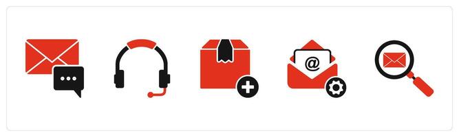 A set of 5 Business icons as email notification, headphone, add product vector
