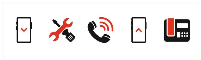 A set of 5 Business icons as swipe down, replacement, calling vector