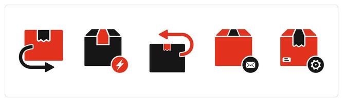 A set of 5 Business icon as return parcel, flash deal, send parcel vector