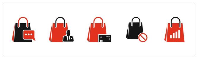A set of 5 Business icon as shopping message, shop owner, card shopping vector
