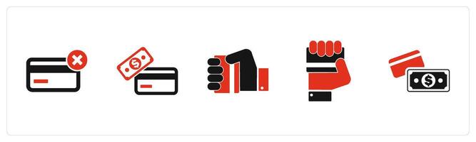 A set of 5 Business icon as expired credit card, payment method, card in hand vector