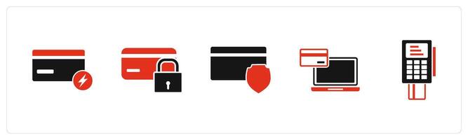 A set of 5 Business icon as fast card, card security, online payment vector