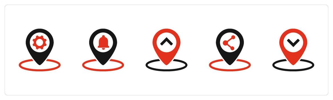 A set of 5 Business icon as location setting, location notification, location vector