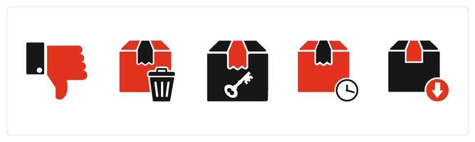 A set of 5 Business icon as thumbs up, trash order, delivery returned vector