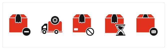 A set of 5 Business icon as reduce item, delivery prohibited, delivery process time vector