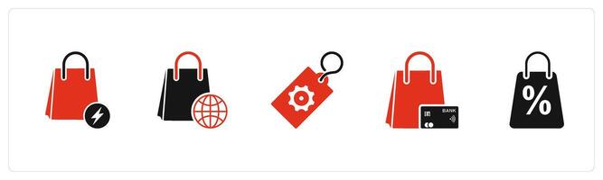 A set of 5 Business icon as fast shopping, global shopping, tag setting vector