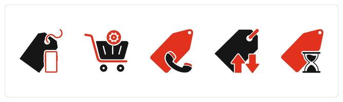 A set of 5 Business icon as mobile tag, cart setting, call tag vector