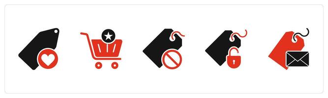 A set of 5 Business icon as favorite tag, favorite cart, tag prohibited vector