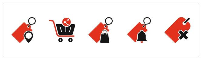 A set of 5 Business icon as tag location, share cart, shopping tag vector