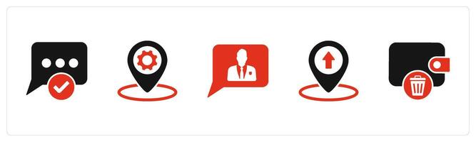 A set of 5 Business icons as approved message, location setting, user vector
