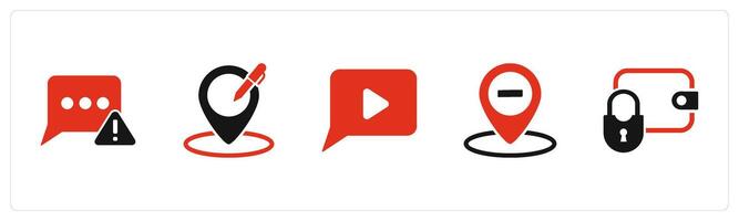 A set of 5 Business icons as message error, edit location, message vector