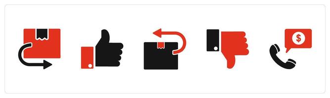 A set of 5 Business icons as return parcel, thumbs up, send parcel vector