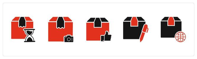 A set of 5 Business icons as delivery process time, order camera, approved order vector