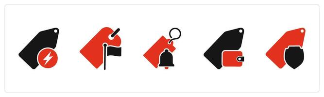 A set of 5 Business icons as fast tag, flag tag, tag notification vector
