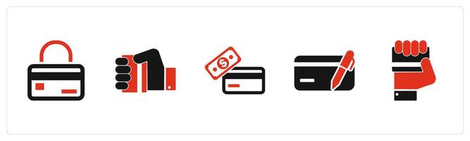 A set of 5 Business icons as card security, card in hand, payment method vector